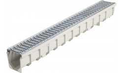 CANIVEAU MEAFLUID100 GRIS + GRILLE PASSERELLE ACIER GALVA A15 1M