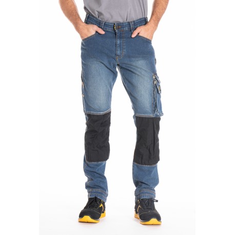 Jeans de travail stretch avec emplacement genouillères JOBPRO stone brossé T.42