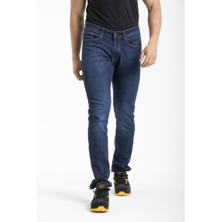 Jeans de travail coupe droite ajustée denim stretch WORK0 stone brossé T.42