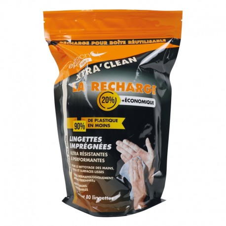 Epitech - Lingettes imprégnées Xtra'Clean Recharge - Sachet 80 lingettes