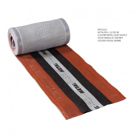 METALROLL 32/38 cm - Closoir souple pour faîtage et arêtier (Rlx de 5 m) rouge